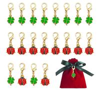 Niuhong 20 Pcs Porte-Bonheur Petits Charmes Pendentif Coccinelle Feuille Trèfle Avec Fermoirs à Homard Petites Étiquettes Cadeaux Graduation Cadeau d'Anniversaire Noël Nouvel An (A)