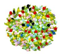Niuhong 200 Pcs Mini Fleurs Artificielles avec Feuille Petites Roses Tissu Satiné Coloré Têtes Fleurs Roses Bricolage Artisanat Couture Vêtements sur Accessoires Cheveux Garland