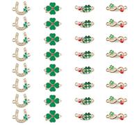 Niuhong 32 Pcs Connecteur Bijoux Coccinelle Feuille Trèfle Pendentif Trèfle Quatre Feuilles Breloque Émail Fabrication Bracelet Collier Pendentifs Breloques Bijoux Artisanaux Bricolage