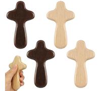 Niuhong 4 Pcs Croix Protection Bois Prière Portable Croix Pouce Consolation Prière Bénie Et Consacrée Faite à La Main Pour Soulager Le Stress Mon Baptême Communion Encourage Cadeaux (A)