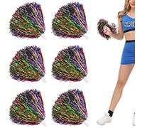 Niuhong 6 PCS Cheer Leader Poms Boule d'Acclamations Métallique Brillante Pom Squad Sport Farben Pompons Main Fleurs Bandes Pom d'Encouragement De l'esprit Couleurs Accessoires Pom-Pom Girl (coloré)