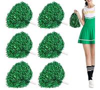 Niuhong 6 PCS Cheer Leader Poms Boule d'Acclamations Métallique Brillante Pom Squad Sport Farben Pompons Main Fleurs Bandes Pom d'Encouragement De l'esprit Couleurs Accessoires Pom-Pom Girl (Vert)