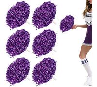Niuhong 6 PCS Cheer Leader Poms Boule d'Acclamations Métallique Brillante Pom Squad Sport Farben Pompons Main Fleurs Bandes Pom d'Encouragement De l'esprit Couleurs Accessoires Pom-Pom Girl (Violet)