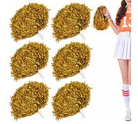 Niuhong 6 PCS Cheer Leader Poms Boule d'Acclamations Métallique Brillante Pom Squad Sport Farben Pompons Main Fleurs Bandes Pom d'Encouragement De l'esprit Couleurs Accessoires Pom-Pom Girl (doré)