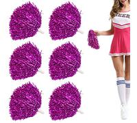 Niuhong 6 PCS Cheer Leader Poms Boule d'Acclamations Métallique Brillante Pom Squad Sport Farben Pompons Main Fleurs Bandes Pom d'Encouragement De l'esprit Couleurs Accessoires Pom-Pom Girl (Rose)