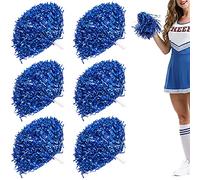 Niuhong 6 PCS Cheer Leader Poms Boule d'Acclamations Métallique Brillante Pom Squad Sport Farben Pompons Main Fleurs Bandes Pom d'Encouragement De l'esprit Couleurs Accessoires Pom-Pom Girl (Bleu)