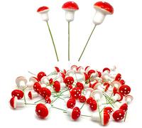 Niuhong 60 Pcs Simulation Décoration Champignon Pot Fleur Mini Champignons Jardin Miniatures Petit Champignon Vénéneux Bricolage Statue Végétale Micro Décorations Paysage Accessoires Pots Fleurs