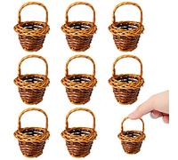 Niuhong 8 Pcs Mini Panier Rotin Corbeille Fleurs Tressée Petit Panier Osier Panier Tressé Panier Anse Miniature Panier Osier Avec Anse Panier Enfants Pot Fleur Décoration Fête Sac Cadeau (marron)