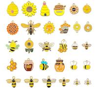Niuhong Pendentif Breloques Abeille Métal Fabrication Bijoux d'Abeille Alliage Mignon DIY Collier Bracelet Faisant Pendentif Artisanal Émail Bijoux Charme d'Abeille d'Insecte Bourdon (30 modèles)