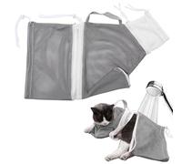 Niuhong Sac Bain Douche pour Chat Sac Bain Mou Chat Sac Filet De Bain De Lavage De Chat Animaux Baigner Prends Une Douche Sac en Filet Anti-Morsure Prendre Un Bain Couper Les Ongles (Gris détachable)