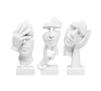 NIUHUAHUI Décorations de Bureau, Lot de 3 Sculptures en résine «Ne Rien Entendre, ne Voir, dire», Figurines d'art Abstrait Moderne for décoration Maison ou Bureau(White)