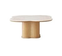 NIUHUAHUI Table à thé, Table Basse en Bois incurvée, Design Moderne Neutre, Pieds cylindriques, pièce maîtresse de Salon(Natural,M)