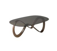 NIUHUAHUI Table à thé, Table Basse Ovale Moderne en Verre et Bois avec pièce maîtresse de Salon à Base incurvée