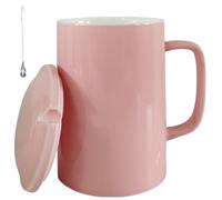 NIUKOMY 1000ML Très Grande Tasses en Céramique, Jumbo Grande Tasse à Café avec Cuillère et Couvertures, Tasse à Thé Extra Large en Porcelaine, Super Big Mug, Rose