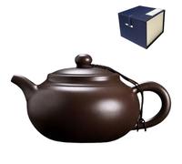 NIUKOMY Grande Théière Chinoise en Argile 400 ML, Yixing Zisha Théières, Theiere Chinoise Terre Cuite, Faite à la Main Bouilloire en Argile Violet Kung Fu avec Boîte