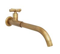 NIUKOMY Robinet de Mural Eau Froide Laiton, Robinet de Jardin Long Antique, Pivotant à 360° Robinetterie Bronze avec Croix Poignée pour Cuisine évier à Vadrouille Piscine de Lavage, Brossé