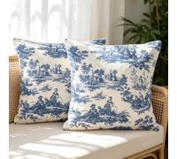 NIULAA 2 Pack Luxury Velvet Housse de Coussin 50 x 50 Blue Coussin Decoratif Coussin Canape Doux Vintage Square Aesthetic Taie d'oreiller Double Sided French Chic Champêtre Design