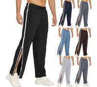 NIULI Pantalon De Rééducation Hommes Femmes Ouverture Latérale M-3XL, Pantalon De Jogging À Fermeture Éclair Hommes Pantalons D'entraînement avec Pantalon Entièrement Détachable(Black,L)