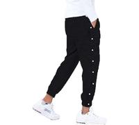 NIULI Pantalon De Sport Boutonné For Homme, Pantalon De Rééducation, Pantalon De Jogging Long Avec Patte De Boutonnage Latérale, Pantalon De Sport Ample À Taille Élastique(Black 2,L)