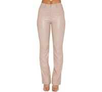 NIULI Pantalon en Simili Cuir for Femme Évasé Décontracté Petite Jambe Bootcut Jeans Pantalon Évasé en PU avec Poches Leggings Collants Aspect Cuir Push Up(Beige,M)