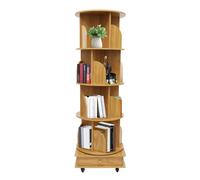 NiuLifeya Bibliothèque mobile à 4 étages, aspect bois naturel, étagères pivotantes, avec roulettes, convient pour chambre à coucher, salon et bureau