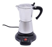 NiuLifeya Cafetière italienne électrique, 480 W, cafetière à expresso électrique, cafetière de 300 ml, cafetière moka 6 tasses avec soucoupe pour un usage domestique, bureaux, cafés (argenté)