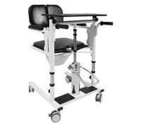 NiuLifeya Fauteuil de transfert hydraulique multifonction, fauteuil roulant avec table et coussin de siège double, capacité de charge de 150 kg, hauteur réglable, convient pour la clinique et la