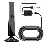 NiuLumea Antenne d'intérieur HDTV avec signal amplifié, 80 km pour la portée, prend en charge 1080p, design compact pour une utilisation HD, câble coaxial de 3 m, pour connecteur F-Head, HDTV sans