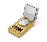 NiuLumea Balance numérique pour bijoux en or 0,001 g, petite échelle numérique en grammes, capacité de 50 g, unités en grammes de carats, fonctions de tare et de comptage dans un design compact (doré)