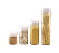 NiuLumea Bocal de conservation des aliments hermétique pour la cuisine, les céréales, les épices, le thé, boîte à céréales scellée avec design empilable, 11,6 x 7,6 cm, blanc