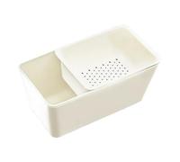 NiuLumea Boîte à goûter carrée double couche pour fruits secs avec design drainable, récipient de rangement en plastique, 21 cm, multi-compartiments, bleu