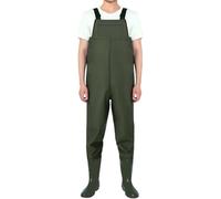 NiuLumea Bootfoot Cuissardes de poitrine pour la pêche, la chasse et l'agriculture, nylon + PVC imperméable avec botte en PVC renforcée, coutures scellées, design pliable, vert