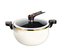 NiuLumea Casserole à soupe en fonte avec couvercle et poignée verrouillable, 8 L, mini cocotte minute pour cuisson à la vapeur, sans revêtement, compatible avec les cuisinières à gaz et à induction