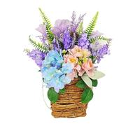 NiuLumea Couronne de fleurs sauvages artificielles avec baies roses et fleurs de lavande, 40 x 28 cm, plastique coloré pour décoration de porte, décoration de maison, mariage ou utilisation