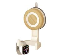 NiuLumea Crochet de douche rotatif à ventouse en bois pour surfaces lisses, solide pour joint sous vide, amovible et réglable à 360°, matériau ABS, bois de séquoia/blanc