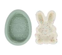 NiuLumea Ensemble d'outils de cuisson de Pâques sans silicone en forme de lapin et d'œuf, chaleur jusqu'à 230, pour gâteaux, pain, chocolat, facile à nettoyer