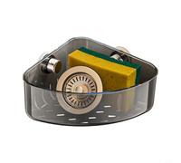 NiuLumea Étagère de rangement triangulaire murale pour cuisine, sans perçage, support à ventouse pour outils de nettoyage, organise les éponges et la laine d'acier (gris argenté)