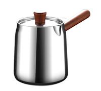 NiuLumea Friteuse en acier inoxydable 304 avec poignée en noyer et panier en maille, capacité d'huile de 1,5 L 2,0 L pour cuisson au gaz et à induction