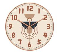 NiuLumea Horloge murale 30,5 cm, mouvement à quartz silencieux, en plastique crème, non perforé, design sans perçage, chambre à coucher, salon