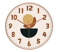 NiuLumea Horloge murale à quartz silencieuse de 30,5 cm, sans perçage, décoration de salon, chambre à coucher, horloge analogique en plastique crème