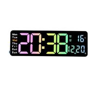 NiuLumea Horloge murale numérique à grand écran couleur de 13 po avec télécommande, affichage multifonctionnel de l'heure, de la date, de la température, réglage de la luminosité à 10 niveaux