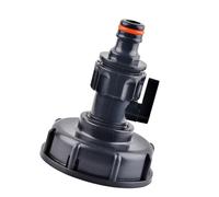 NiuLumea IBC Adaptateur de réservoir pour vanne de distribution interne - Buse de vidange en polypropylène et ABS avec filetage femelle 3/4", connecteur 1 3/4" et valve - Compatible avec tuyaux