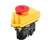 NiuLumea Interrupteur électromagnétique YH02 - pour A 250 VAC 18 A 4 broches - Bouton poussoir d'arrêt électronique de sécurité avec boîtier rouge/noir/jaune - IP54