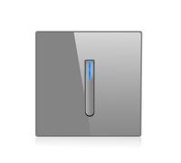 NiuLumea Interrupteur mural avec indicateur LED, 10 A 250 V, panneau tactile maison pour éclairage, verre trempé, 86 x 86 mm, gris