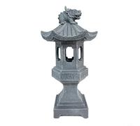 NiuLumea Lanterne solaire zen pagode pour jardin, terrasse, décoration de jardin, décoration japonaise, lanterne solaire zen asiatique blanche en résine imperméable 15,2 x 30,5 cm, 15,2 x 7,6 cm, 22,9