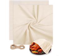 NiuLumea Lot de 2 étamines réutilisables 88,9 x 88,9 cm en coton non blanchi pour égoutter et rôtir, avec ficelle naturelle de 2 m