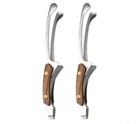 NiuLumea Lot de 2 pinces de cuisine en acier inoxydable avec poignées en bois, 25,5 cm, résistantes à la chaleur, pour griller, frire, servir et décorer les aliments (A)