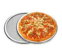 NiuLumea Lot de 4 plaques de cuisson à pizza robustes en aluminium avec maille diamantée pour une cuisson homogène et nette - Écran rond de 30,5 cm - Pour cuisine commerciale ou maison