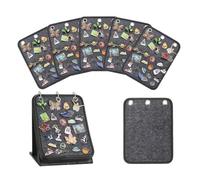 NiuLumea Lot de 6 badges en feutre avec 5 pages, épingles et broches, pour organiseur compact avec recharge pour pages, noir/gris
