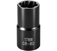 NiuLumea - Lot de douilles pour extracteur d'écrous à filetage inversé en acier MO 17 mm, 19 mm, 21 mm, 22 mm, extracteur d'écrous rouillés à couple élevé avec rainure profonde 12 disques (17 mm)